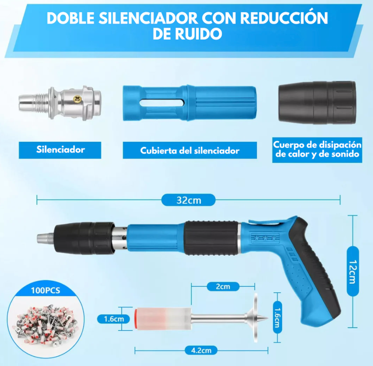 Pistola de clavos con accesorios FORCE GUN